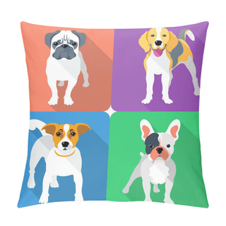 Personality  Set Dog Icon Flat Design  Pillow Covers