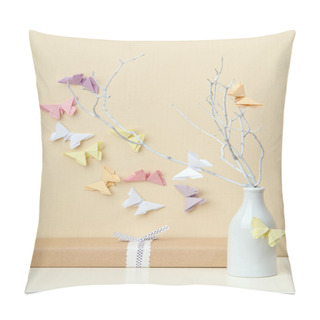 Personality  Origami Butterflies On Branches In A Vase Pillow Covers