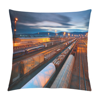 Personality  Freight Station With Trains Pillow Covers
