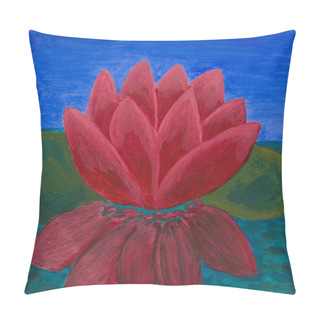 Personality  Crimson Waterlily, Oil Painting Pillow Covers