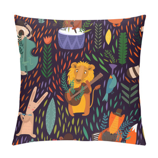 Personality  Animals Playing M Instruments Pillow Covers