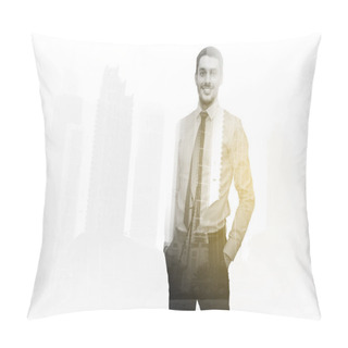 Personality  Happy Smiling Businessman Pillow Covers