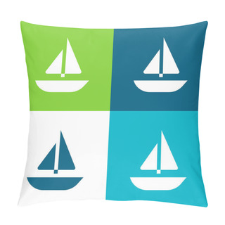 Personality  Boat Flat Four Color Minimal Icon Set Pillow Covers