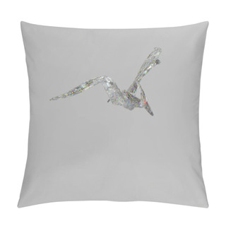 Personality  Diamond Pterodactyl Flying. The Concept Of Nature And Animals. Low Poly. White Color. 3d Illustration. High Quality 3d Illustration Pillow Covers