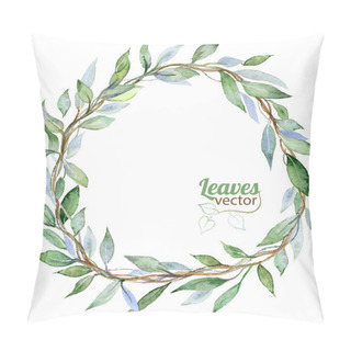 Personality  Round Frame With Green Leaves Pillow Covers