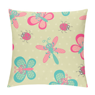 Personality  Cute Bugs Seamless Background Pillow Covers
