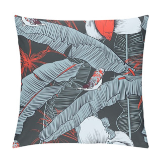 Personality  Seamless Tropical Pattern With Banana Palms. Vector Illustration. Pillow Covers