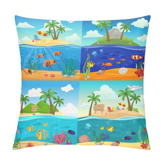 Personality  Sea Underwater Life Backgrounds Set Pillow Covers