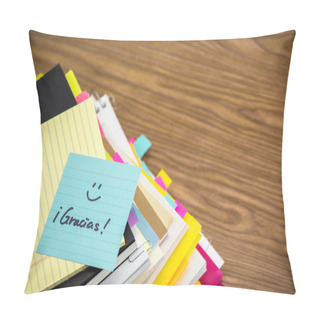 Personality  Thank You; The Pile Of Business Documents On The Desk Pillow Covers