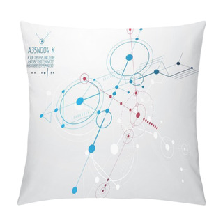 Personality  Technical Plan, Abstract Engineering Draft For Use In Graphic And Web Design. Vector Drawing Of Industrial System Created With Hexagons, Lines And Circles. Pillow Covers