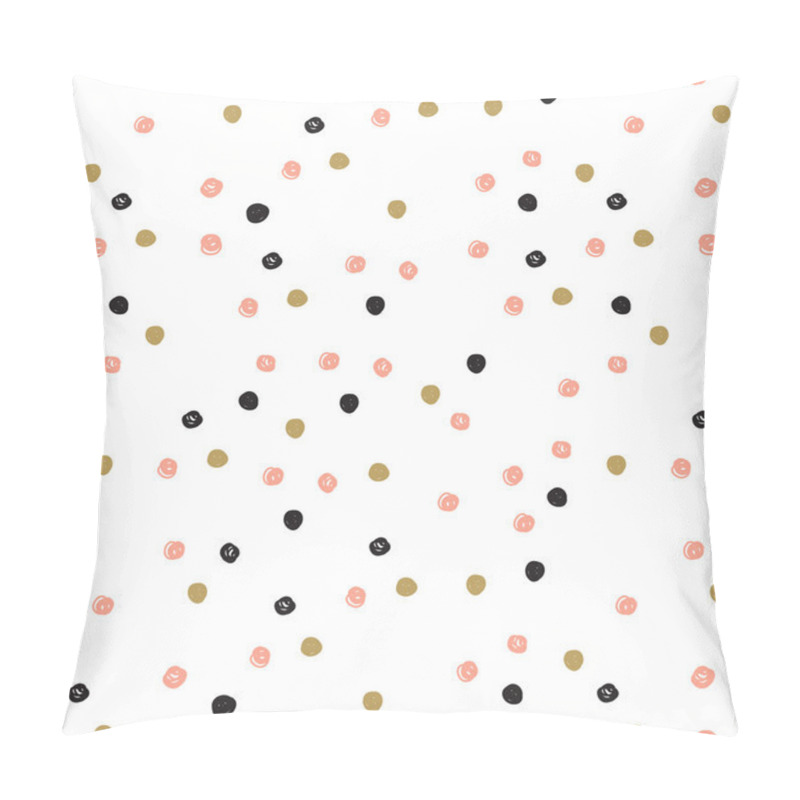 Personality  Vintage hand drawn doodle seamless pattern with black, pink and gold dots.  pillow covers