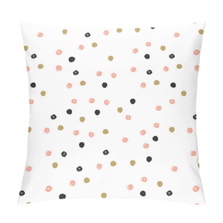 Personality  Vintage Hand Drawn Doodle Seamless Pattern With Black, Pink And Gold Dots.  Pillow Covers