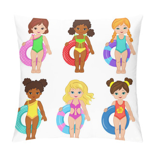 Personality  Children's Pool Party Isolated On Background. Vector Illustration. Pillow Covers