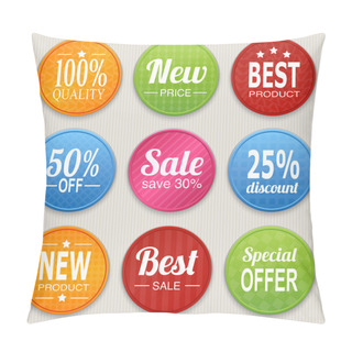 Personality  Set Of Colorful Advertising Stickers. Vector Illustration Pillow Covers