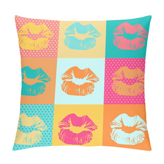 Personality  Colorful Texture With Kisses. Pop Art Lips Pillow Covers