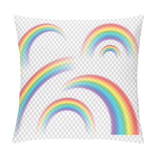 Personality  Abstract Realistic Colorful Rainbow On Transparent Background. Vector Illustration. Pillow Covers