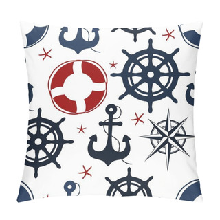 Personality  Marine Seamless Pattern With Nautical Elements Pillow Covers