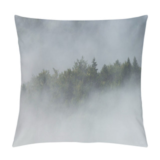 Personality  Fog Covering Green Forest In Mountains Pillow Covers