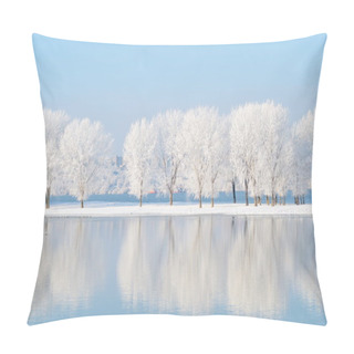 Personality  Winter Landscape With Beautiful Reflection In The Water Pillow Covers