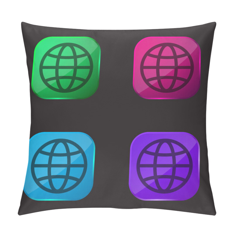 Personality  Big Globe four color glass button icon pillow covers