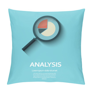 Personality  Business Analysis Symbol With Magnifying Glass Icon And Pie Chart. Pillow Covers