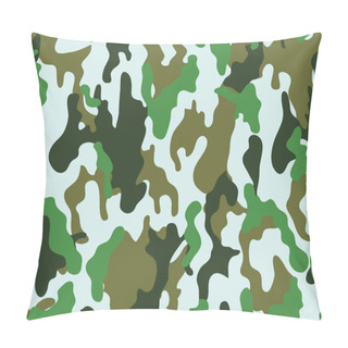 Personality  Texture Military Camouflage Repeats Seamless Army Green Hunting. Camouflage Pattern Background. Classic Clothing Style Masking Camo Repeat Print. Four Colors Forest Texture. Vector Illustration. Pillow Covers