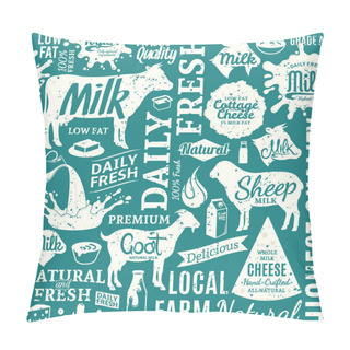 Personality  Retro Styled Typographic Vector Milk Product Seamless Pattern Or Pillow Covers