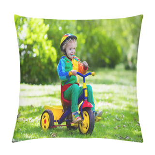 Personality  Little Boy On Colorful Tricycle Pillow Covers