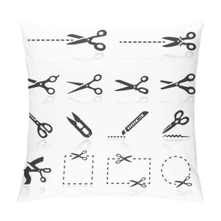 Personality  Scissors Icons Set Pillow Covers