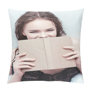 Personality  Woman With Book Lying In Bath Pillow Covers