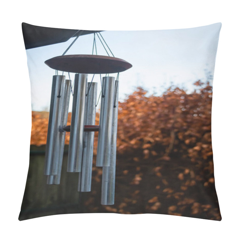 Personality  Metal Wind Chimes Decor Hanging In A Garden With Autumn Or Fall Colours Pillow Covers