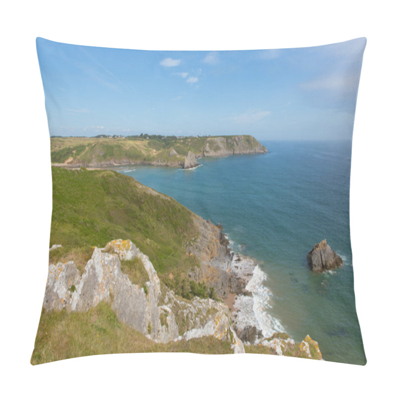 Personality  Welsh Coast Three Cliffs Bay The Gower Peninsula Near Swansea Wales Uk Pillow Covers