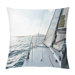 Personality  Sailing Yacht Boat Going Forward In Sea Pillow Covers