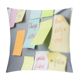 Personality  Colorful Sticky Notes With Lettering On Board In Office  Pillow Covers