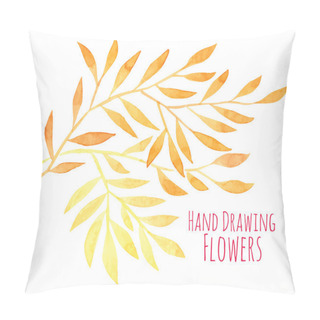 Personality  Watercolor Hand Drawing Sprigs With Sun Leaves Pillow Covers