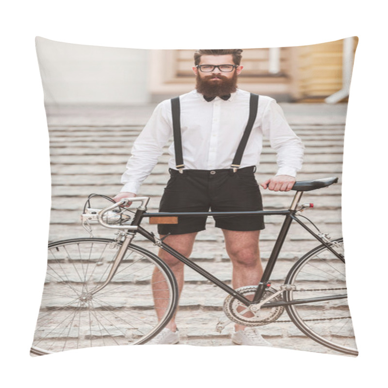 Personality  handsome Hipster with bicycle pillow covers