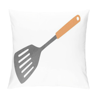 Personality  Simple Kitchen Spatula With Wooden Handle Watercolor Vector Illustration Isolated On White Background. Slotted Spatula Clipart. Kitchen Turner Cartoon Style. Spatula Hand Drawn Pillow Covers
