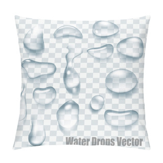 Personality  Drops Of Water On A Transparent Background. Vector. Pillow Covers