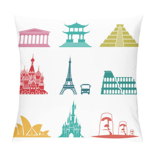 Personality  Famous Monuments Travel Icons. Pillow Covers