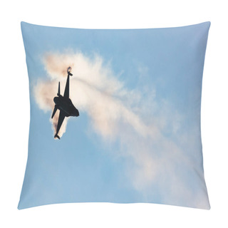 Personality  Radom, Poland - August 27, 2023: Belgian Air Force Lockheed F-16 Fighting Falcon Fighter Jet Plane Flying. Aviation And Military Aircraft. Pillow Covers