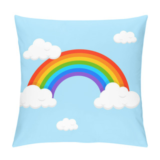 Personality  Flat Style Rainbow With Clouds Vector Pillow Covers