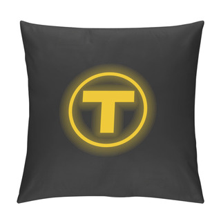 Personality  Boston Metro Logo Yellow Glowing Neon Icon Pillow Covers