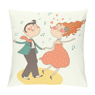 Personality  Illustration Of Swing Dancing Couple Pillow Covers