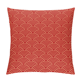 Personality  Seamless Red Wave Dragon Fish Scales Pattern  Pillow Covers