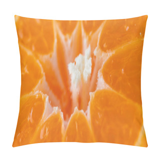 Personality  Close-up Photo Of A Tangerine Slice. Fruit Background Pillow Covers