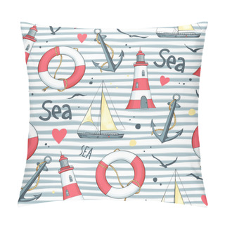 Personality  Pattern Sailboat, Lifebuoy, Anchor, Lighthouse Pillow Covers