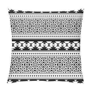 Personality  Geometric Persian Ethnic Pattern Illustration Design With Black And White Color Pillow Covers