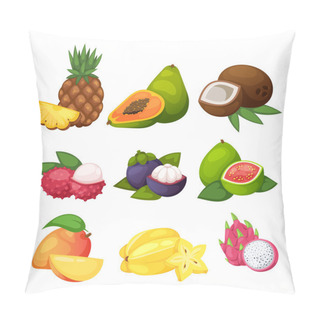 Personality  Tropical Fruits Vector Set. Pillow Covers