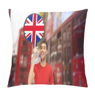 Personality  Man With Text Bubble Of British Flag In London Pillow Covers