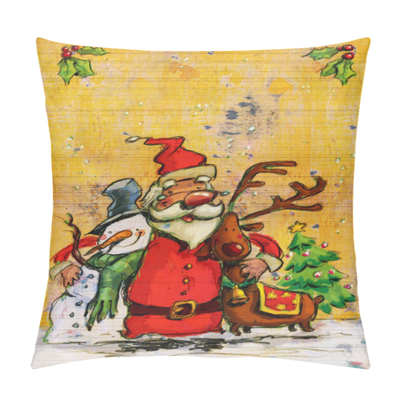 Personality  Cartoon Santa Claus big christmas hug with snowman and reindeer  pillow covers